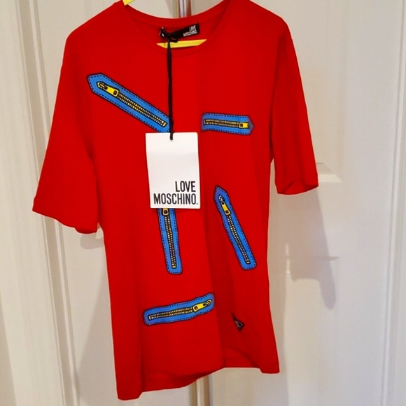 Love Moschino Red Zipper Tee - Picture 1 of 4